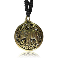 Load image into Gallery viewer, Kette Brass Baumwolle schwarz Anhänger Symbol antik golden - chic-net.de
