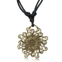 Load image into Gallery viewer, Kette Brass Baumwolle schwarz Anhänger Symbol antik golden - chic-net.de
