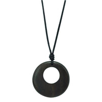 Load image into Gallery viewer, Kette, Braun, aus Sono Holz, kreisförmiger Anhänger, 3,3cm, verstellbare Baumwollkette - chic-net.de
