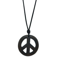 Load image into Gallery viewer, Kette, Braun, aus Sono Holz, Peace Anhänger, 3,3cm, verstellbare Baumwollkette - chic-net.de
