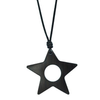 Load image into Gallery viewer, Kette, Braun, aus Sono Holz, sternenförmiger Anhänger, 4,5cm, verstellbare Baumwollkette - chic-net.de
