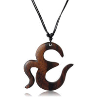 Cargar imagen en el visor de la galería, Kette dunkles Sono Holz großes Om Zeichen als Anhänger mit verstellbarer Bauwollkette - chic-net.de
