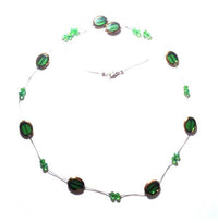 Cargar imagen en el visor de la galería, Kette Glasperlen Kristallperlen Halskette Edelstahl Damen Glitzer Halschmuck Perlen gold grün - chic-net.de
