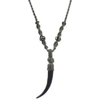 Load image into Gallery viewer, Kette, Grau, 48cm lang, Anhänger aus Bone, mit Knopfverschluss - chic-net.de
