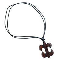 Load image into Gallery viewer, Kette Lilie doppelt dunkelbraun Sonoholz natürliche Maserung verstellbare Baumwollkette - chic-net.de
