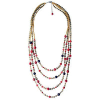 Load image into Gallery viewer, Kette rot grau gelb Edelsteine Glas Beads Perlen 68-71 cm nickelfrei vierlagig Schmuck - chic-net.de
