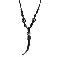 Load image into Gallery viewer, Kette, Schwarz, 48cm lang, Anhänger aus Bone, mit Knopfverschluss - chic-net.de
