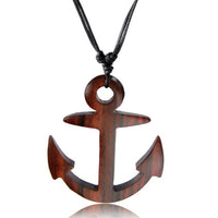 Load image into Gallery viewer, Kette Sono Holz großer Anker Anhänger mit verstellbarer Bauwollkette - chic-net.de
