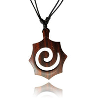 Load image into Gallery viewer, Kette Sono Holz Spirale spitz Wabe braun Anhänger 65 mm verstellbar Baumwolle - chic-net.de
