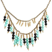 Load image into Gallery viewer, Kette Stäbchen Türkis Onyx schwarz gold Brass nickelfrei Ethno Designer Schmuck - chic-net.de
