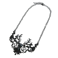 Load image into Gallery viewer, Ketten kurze Halskette Edelstahl schwarz Spitze Style Hirsch 46 cm - chic-net.de
