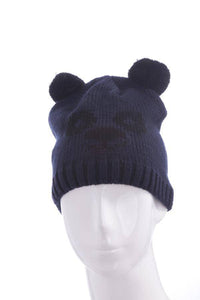 Cargar imagen en el visor de la galería, KinderTiermütze Beanie Mütze Skimütze Tiergesicht Bär in Blau Schwarz - chic-net.de
