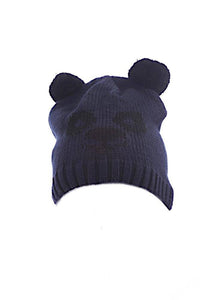 Cargar imagen en el visor de la galería, KinderTiermütze Beanie Mütze Skimütze Tiergesicht Bär in Blau Schwarz - chic-net.de
