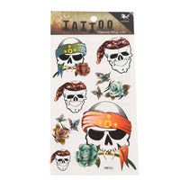 Load image into Gallery viewer, Klebetattoo Piraten Schädel Totenköpfe Comic-Style Rosen bunt 7 Motive 1 Bogen - chic-net.de
