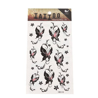 Load image into Gallery viewer, Klebetattoo Schmetterling Schnörkel schwarz rosa kleine Blütenviele Motive 1 Bogen - chic-net.de
