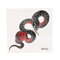 Load image into Gallery viewer, Klebetattoo temporär Schlange schwarz rot Punkte Muster weiß Rose rot 1 Bogen - chic-net.de
