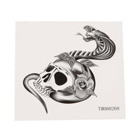 Cargar imagen en el visor de la galería, Klebetattoo temporär Totenkopf Rosen Kobra Schlange Rosen schwarz weiß 1 Bogen - chic-net.de
