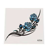 Load image into Gallery viewer, Klebetattoo temporär Tribal schwarz Rosen Blüten Blau einzeln 1 Bogen - chic-net.de
