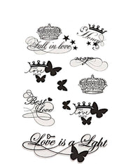 Cargar imagen en el visor de la galería, Klebetattoos Tattoo Krone Schmetterling Sterne Love Story 1 Bogen 9 Motive - chic-net.de
