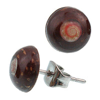 Load image into Gallery viewer, Kokosholz Ohrstecker Kreiselschnecke rosa Holzohrstecker Edelstahl nickelfrei - chic-net.de
