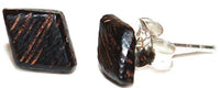 Load image into Gallery viewer, Kokosnuss Ohrstecker karoförmig 9mmØ dunkelbraun 925er Sterlingsilber Holz Holzohrstecker - chic-net.de
