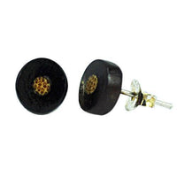 Cargar imagen en el visor de la galería, Kokosnuss-Ohrstecker mit Gepardenmuster, rund, 7mmØ, Dunkelbraun, 925er Sterlingsilber-Stift - chic-net.de
