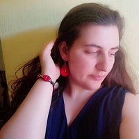 Cargar imagen en el visor de la galería, Koralle Blumen Armband Wachsfaden Armbänder Messingperlen handgefädelt verstellbar - chic-net.de
