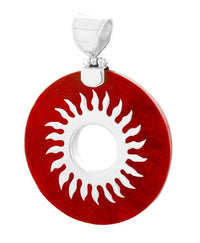 Cargar imagen en el visor de la galería, Korallenanhänger 4 cm Ø Silberanhänger Anhänger Koralle 925er Sterling Silber Damen Schmuck rund Sonne - chic-net.de
