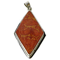 Load image into Gallery viewer, Korallenanhänger 40 mm Silberanhänger Anhänger Koralle 925er Silber Damen Schmuck Raute gefasst - chic-net.de
