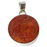 Cargar imagen en el visor de la galería, Korallenanhänger 9 mm Silberanhänger Anhänger Koralle 925er Sterling Silber Damen Schmuck rund gefasst - chic-net.de

