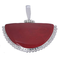 Load image into Gallery viewer, Korallenanhänger Silberanhänger Anhänger Koralle 925er Silber Damen Schmuck Halbkreis Punkte Rand - chic-net.de
