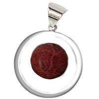 Load image into Gallery viewer, Korallenanhänger Silberanhänger Anhänger Koralle 925er Silber Damen Schmuck Rand gewölbt 36 mm - chic-net.de

