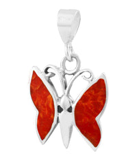 Load image into Gallery viewer, Korallenanhänger Silberanhänger Anhänger Koralle 925er Sterling Silber Damen Schmuck Schmetterling - chic-net.de
