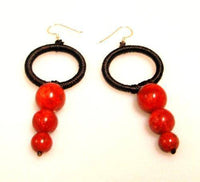 Load image into Gallery viewer, Korallenohrringe Baumwollohrringe 925er Silber Ohrringe Koralle Baumwolle Damen Ring Drei Perlen - chic-net.de
