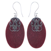 Load image into Gallery viewer, Korallenohrringe oval filigran Muster Silberohrringe 925er Sterling Silber Ohrringe Koralle Schmuck - chic-net.de
