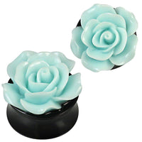 Load image into Gallery viewer, 3D Plug Acryl Rose türkis plastisch Piercing Ohrschmuck - chic-net.de
