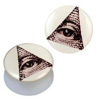 Load image into Gallery viewer, Acryl Plug weiß Allsehendes Auge beige schwarz - chic-net.de

