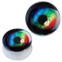 Load image into Gallery viewer, Acryl Plug weiß Auge Regenbogen Iris schwarz Piercing Ohrschmuck - chic-net.de
