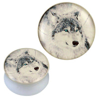Load image into Gallery viewer, Acryl Plug weiß Wolf grau beige türkis Piercing Ohrschmuck - chic-net.de
