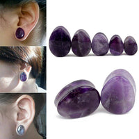 Load image into Gallery viewer, Amethyst Stein Flesh Plug Träne double flared lila - chic-net.de
