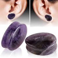 Load image into Gallery viewer, Amethyst Stein Flesh Plug Träne double flared lila - chic-net.de
