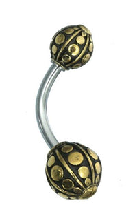 Cargar imagen en el visor de la galería, Bauchnabelpiercing Messing Edelstahl antik gold silber Kugel - chic-net.de
