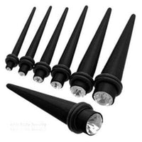 Load image into Gallery viewer, Kristall Piercing Expander Dehnungsstab Straight Dehnstab Unisex Tunnel Plug Ohrstecker schwarz - chic-net.de
