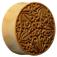 Load image into Gallery viewer, Krokodil Holz Plug Schwertlilien Stern double flared - chic-net.de
