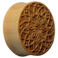 Cargar imagen en el visor de la galería, Krokodil Holz Plug Stern Blume hell double flared - chic-net.de
