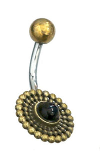 Load image into Gallery viewer, Bauchnabelpiercing Blume Edelstahl Stein Messing - chic-net.de

