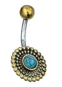 Load image into Gallery viewer, Bauchnabelpiercing Blume Edelstahl Stein Messing - chic-net.de
