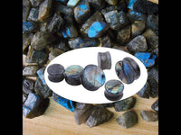 Load image into Gallery viewer, Labradorit Stein Flesh Plug double flared blau grau gelb - chic-net.de
