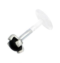 Load image into Gallery viewer, Labret Lippen Piercing Bio Plastic Silber Stein - chic-net.de

