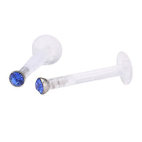 Load image into Gallery viewer, Labret modisches Piercing aus Acryl mit blauem Stein Edelstahl - chic-net.de
